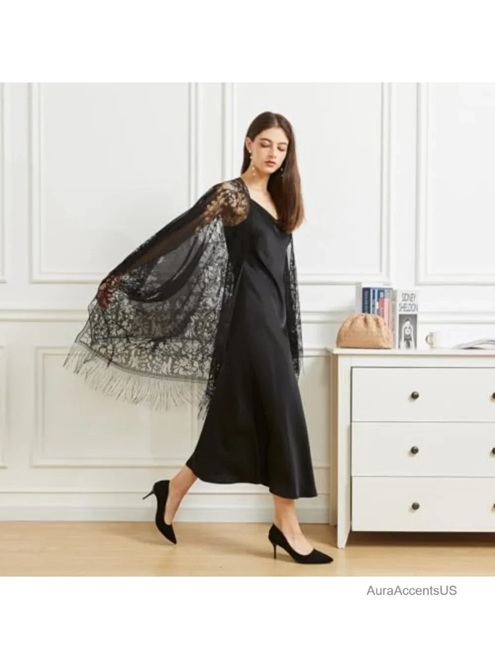 Lace Shawl Wrap for Women 1920s Cape Evening Cardigan Fringe